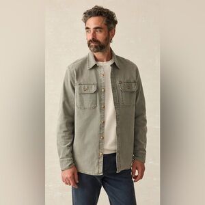 NWT Faherty Brand Men’s Small S Sunwashed Canvas CPO Washed Olive Shirt Jacket